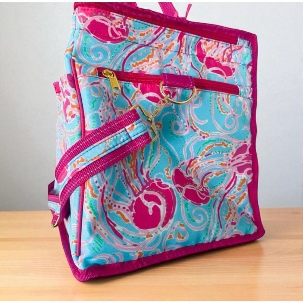 NWT Lilly Pulitzer Insulated cooler pink blue Jellies Be Jammin lunch beach bag - Picture 5 of 16